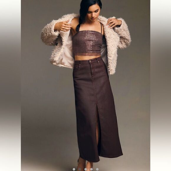 Anthropologie Dresses & Skirts - Pilcro & the Letterpress the Madi front slit denim maxi pencil skirt NWT